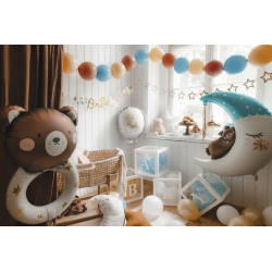 Balon foliowy Miś na księżycu niebieski z frędzelkiem, 80x98 cm, mix