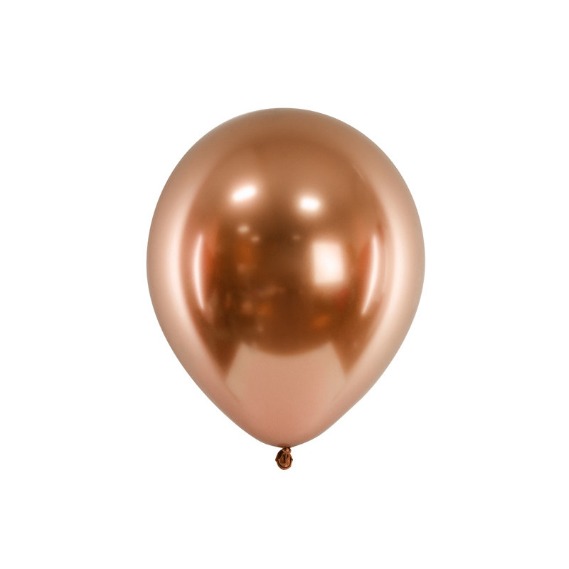 Balony Glossy 30 cm MIEDZIANE 50 szt chrom BŁYSZCZĄCE