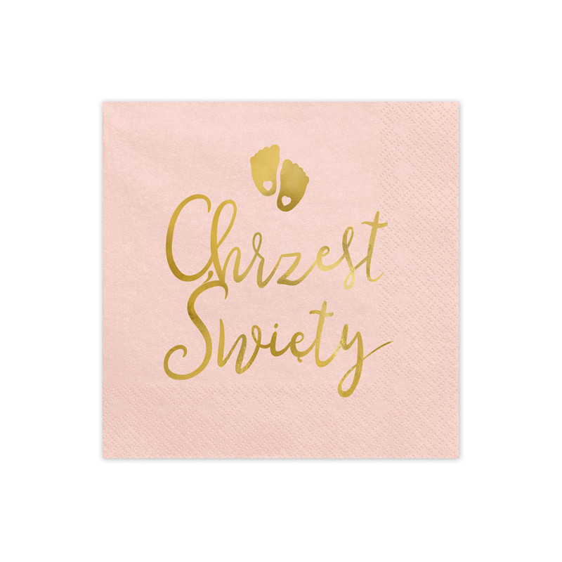 Serwetki Chrzest Święty, 33x33 cm, jasny różowy (1 op. / 12 szt.)