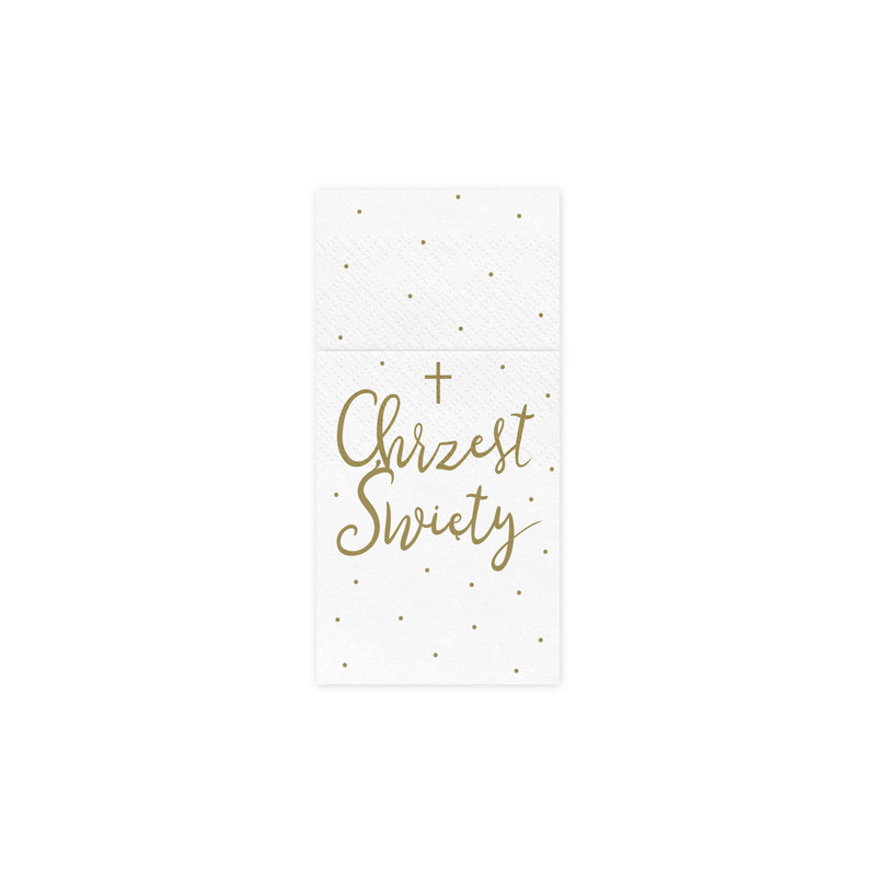 Kieszonka na sztućce ''Chrzest Święty'', 10x20 cm, biały (1 op. / 6 szt.)