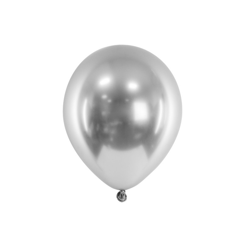 Balony Glossy DUŻA KULA 46 cm SREBRNY lateksowy gumowy 5 szt