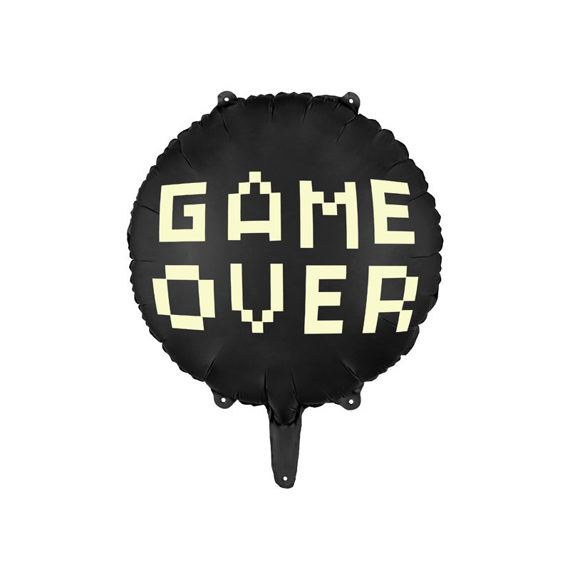 Balon foliowy Game over, 45 cm, czarny