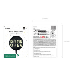 Balon foliowy Game over, 45 cm, czarny