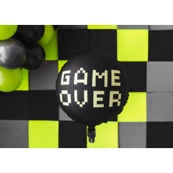 Balon foliowy Game over, 45 cm, czarny