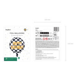 Balon foliowy Szachownica Happy Birthday, 45 cm, mix