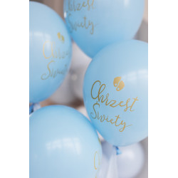 Balony Eco 33 cm, Chrzest Święty, błękit (1 op. / 6 szt.)