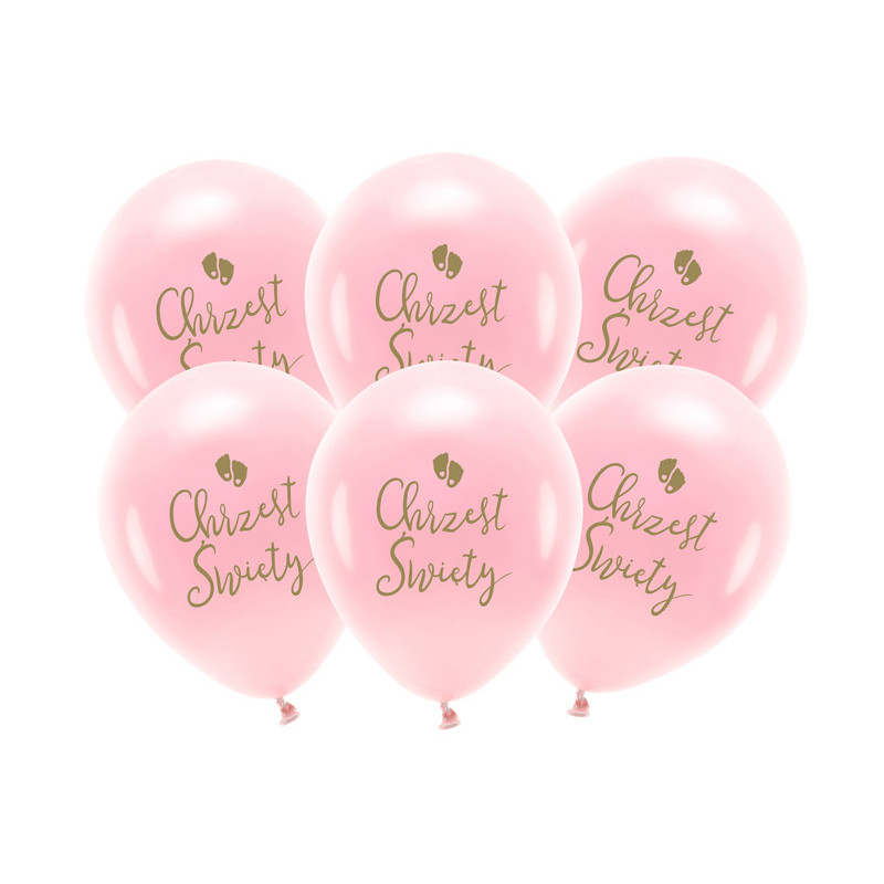 Balony Eco 33 cm,  Chrzest Święty, rumiany różowy (1 op. / 6 szt.)