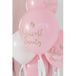 Balony Eco 33 cm,  Chrzest Święty, rumiany różowy (1 op. / 6 szt.)